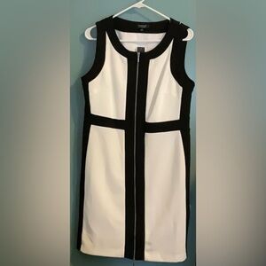 Spense Petite White and Black Sheath Mini Dress for Cocktail